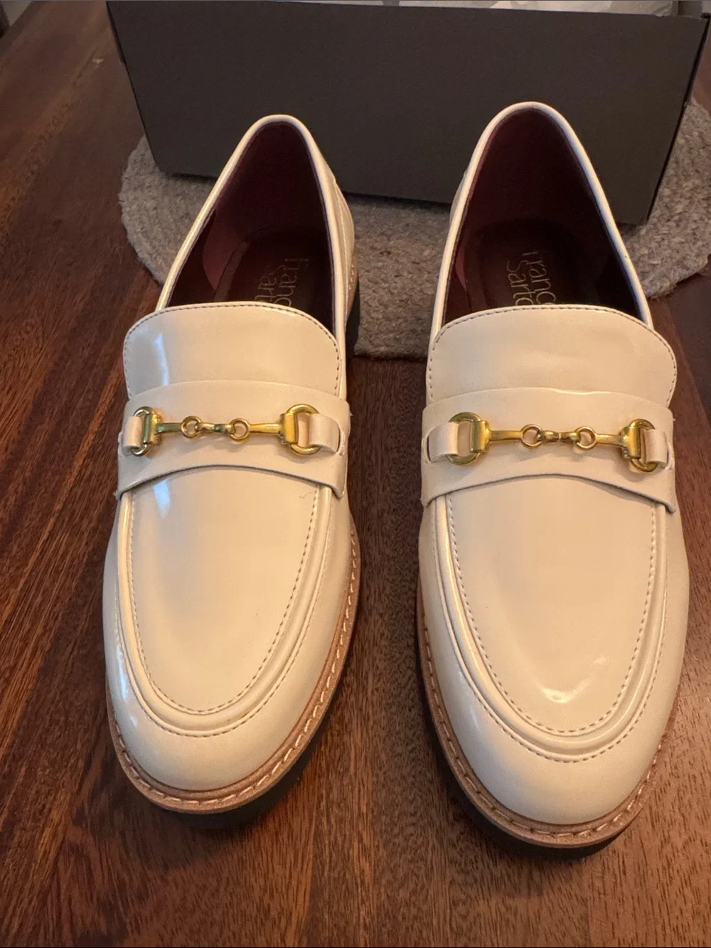 Franco Sarto Cream Horsebit Loafers “Colette”  size 8 wide Comfort Fit.